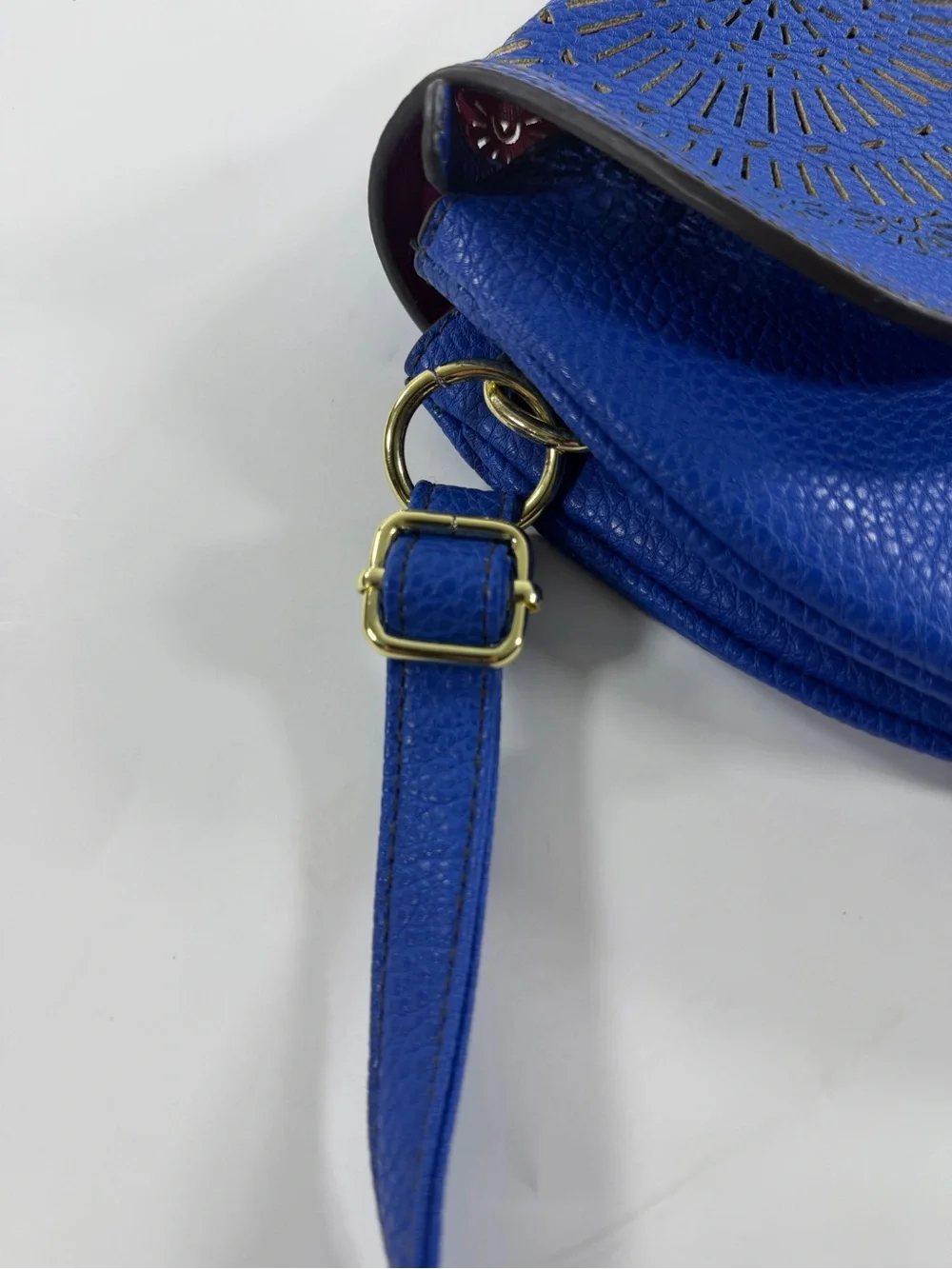 Liz Claiborne Royal Blue Laser-Cut Saddle Crossbody‎
